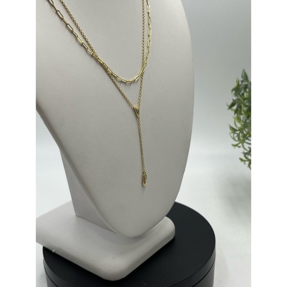 Kendra Scott Jaimee Gold Plated Over Brass Double Strand Chain Y Necklace - Picture 6 of 10
